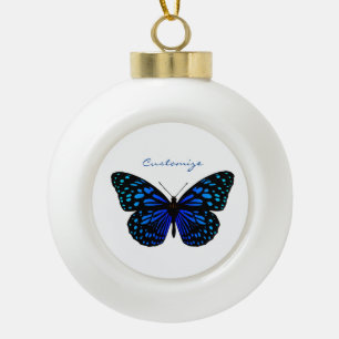 Blue butterfly Thunder_Cove  Ceramic Ball Christmas Ornament