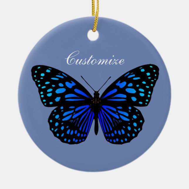 Blue Butterfly Thunder_Cove Ceramic Tree Decoration (Front)