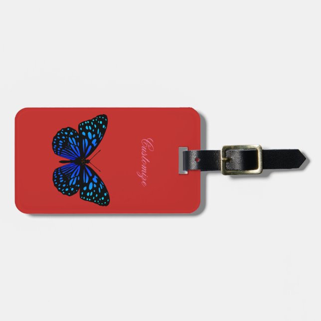 Blue butterfly Thunder_Cove Luggage Tag (Front Horizontal)