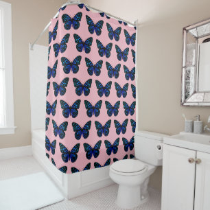 Blue Butterfly Thunder_Cove Shower Curtain