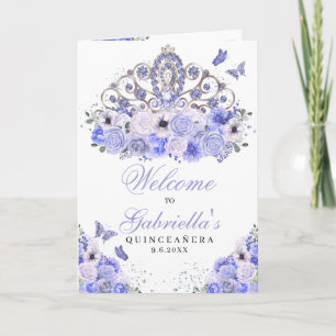 Blue Butterfly Tiara Quinceanera Program Invitation
