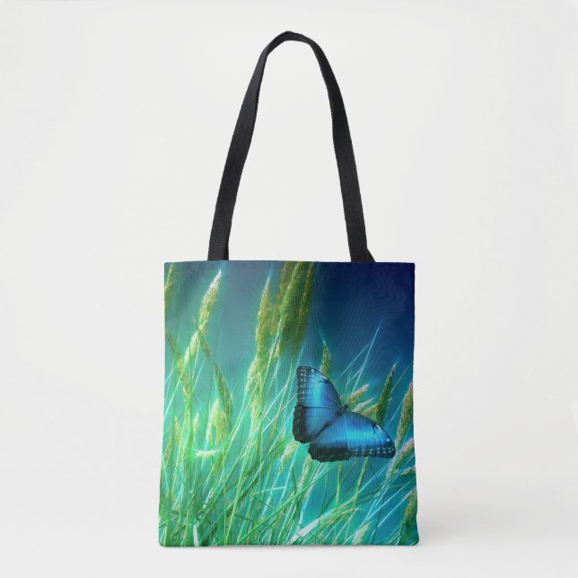 Blue Butterfly Tote Bag (Front)