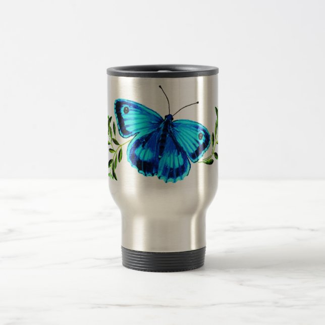 Blue Butterfly Travel Mug (Center)