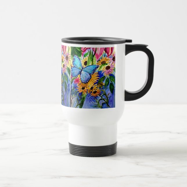 Blue Butterfly Travel Mug (Right)