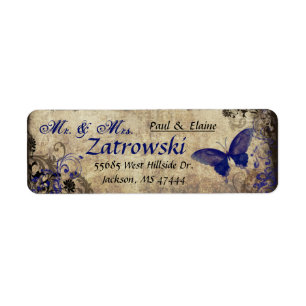 Blue Butterfly Vintage Address Label