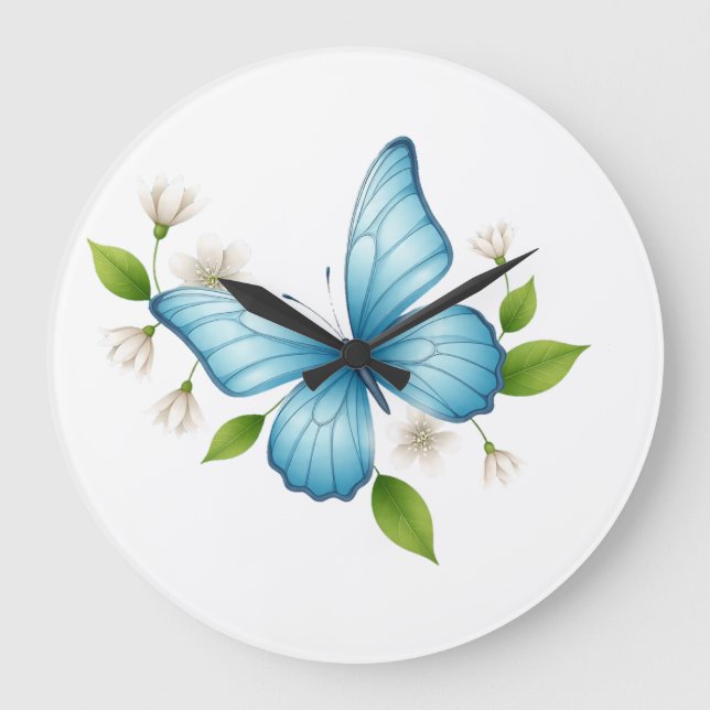 Blue Butterfly Wall Clock (Front)