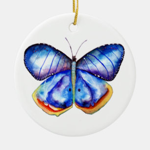 Blue Butterfly watercolor art Ornament
