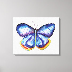 Blue Butterfly Watercolor Art Single Canvas