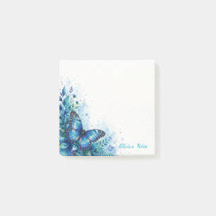 Blue Butterfly Watercolor Custom Sticky Notes