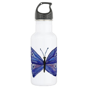 Blue Butterfly Watercolor Custom Water Bottle
