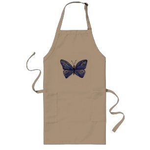Blue Butterfly Watercolor  Long Apron