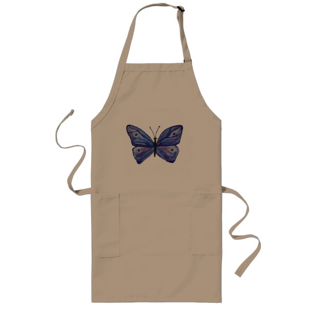 Blue Butterfly Watercolor  Long Apron (Front)