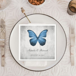 Blue Butterfly Wedding Paper Napkins