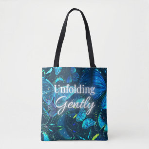 blue butterfly whimsy aesthetic Inspiration Quote Tote Bag