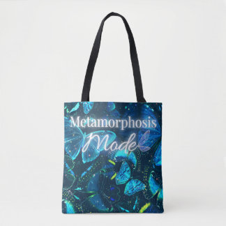 blue butterfly whimsy aesthetic Inspiration Quote Tote Bag