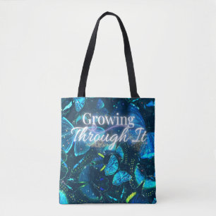 blue butterfly whimsy aesthetic minimalist Quote  Tote Bag