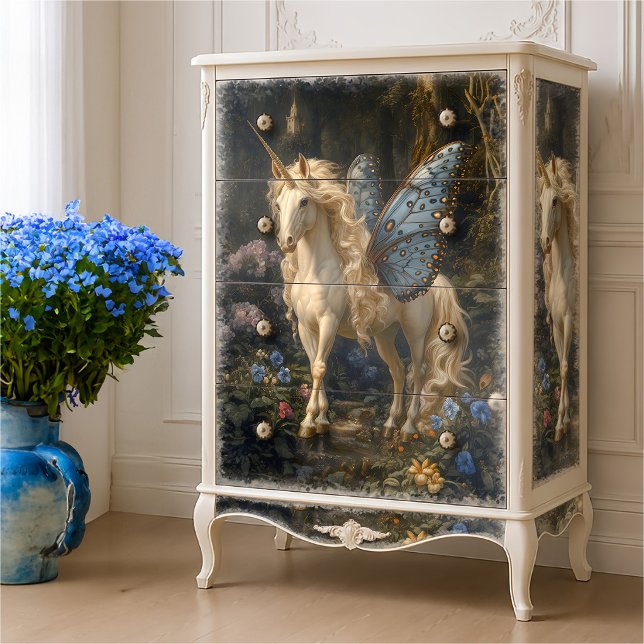 Blue Butterfly Winged Unicorn Decoupage  Tissue Paper (Creator Uploaded)