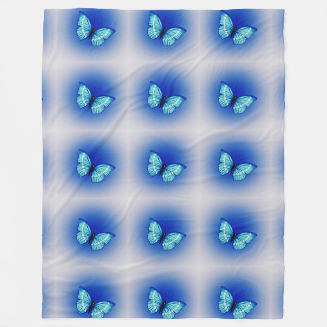 blue butterfly wings pattern customise girly angel fleece blanket (Front)