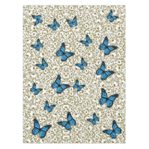 Blue Butterfly with Golden Leaves