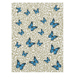 Blue Butterfly with Golden Leaves Tablecloth
