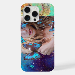 BLUE BUTTERFLY WITH GREEN GOLD SPARKLES iPhone 15 PRO MAX CASE