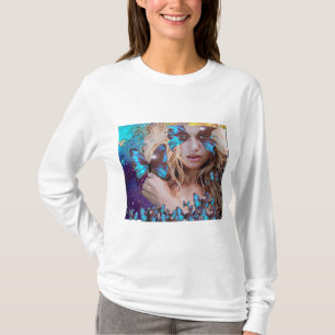 BLUE BUTTERFLY WITH GREEN GOLD SPARKLES T-Shirt