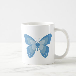 Blue butterfly with hearts coffee mug