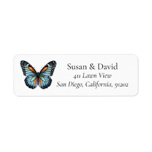 Blue Butterfly with Orange Accents Address