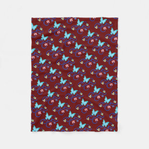 Blue Butterfly with Spring Flowers Blanket