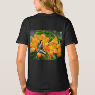 Blue butterfly with Tropical Rhododendron T-Shirt