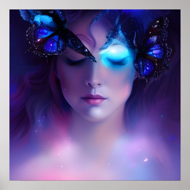 Blue Butterfly Woman Poster (Front)