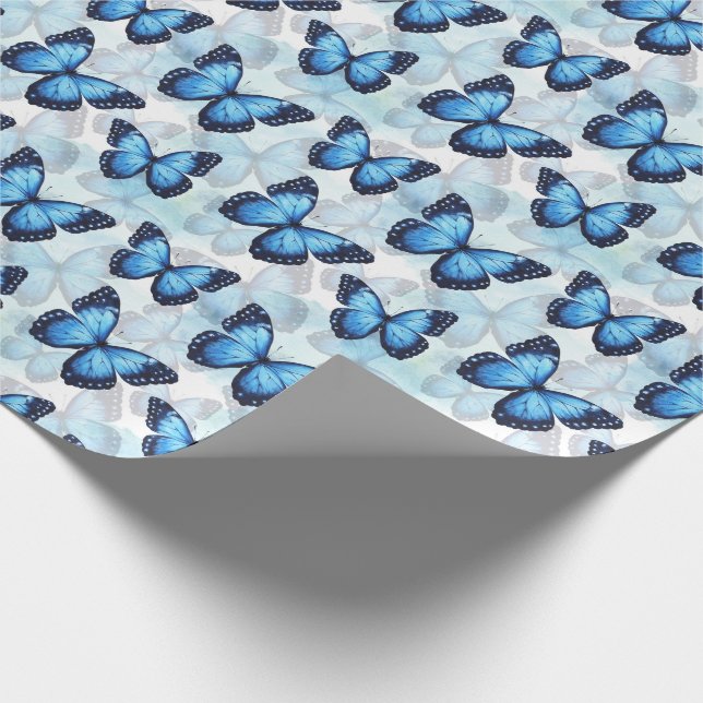Blue Butterfly Wrapping Paper (Corner)