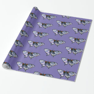 Blue butterfly wrapping paper