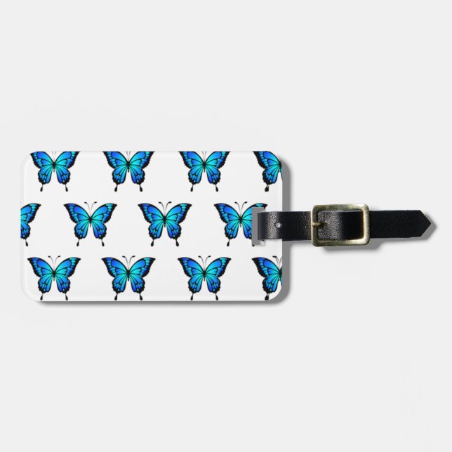 Blue Butterflys by storeman. Luggage Tag (Front Horizontal)
