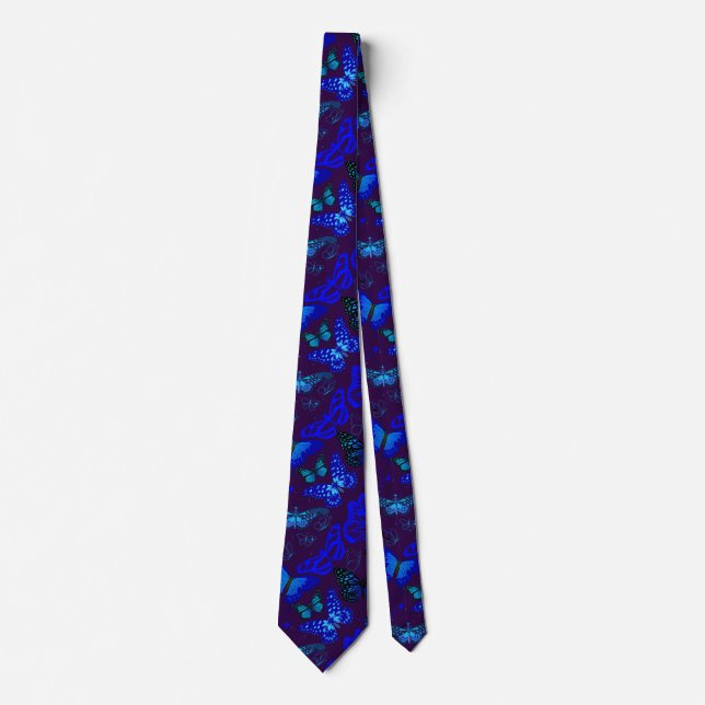 Blue Butteries Pattern 2506. DPurple BG Tie (Front)