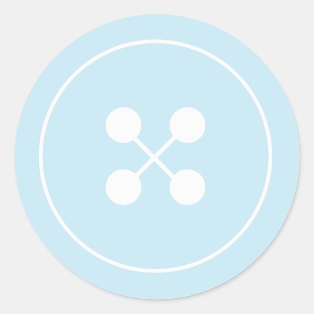 Blue Button Baby Shower Favour Sticker (Front)