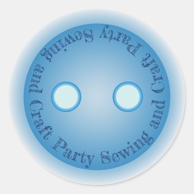 Blue Button Sewing and Craft Party Classic Round Sticker (Front)