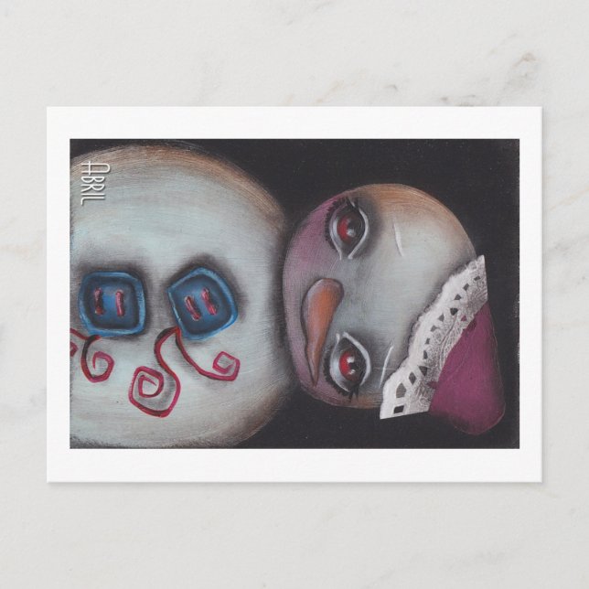 Blue button Snowman Postcard (Front)