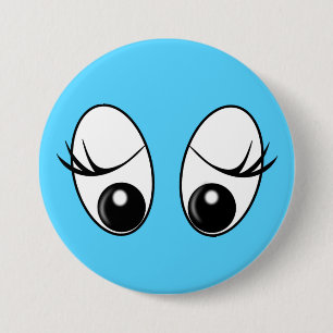 Blue Button with Playful Eyes Funny - Your Colours
