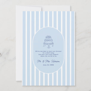Blue Cabana Stripe Minimalist Elopement Invitation