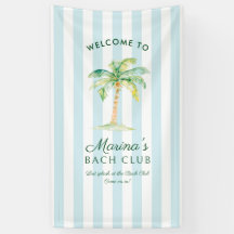 Blue Cabana Stripes Bach Club Bachelorette Welcome