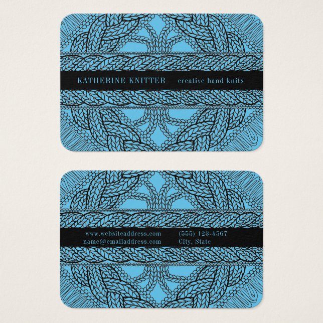 BLUE CABLE KNIT 3.5x2.5 Business Card (Front & Back)
