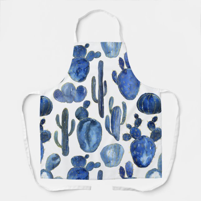 Blue Cactus Gold Desert Chic NAME Travel Southwest Apron (Front)