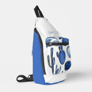 Blue Cactus Gold White Desert Travel Fun Sling Bag