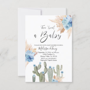 BLUE Cactus Taco 'bout BABY Boy Shower Invitation
