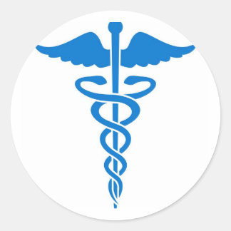 Blue Caduceus Classic Round Sticker