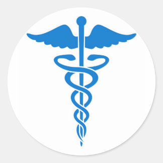Blue Caduceus Classic Round Sticker