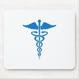 Blue Caduceus Mouse Mat