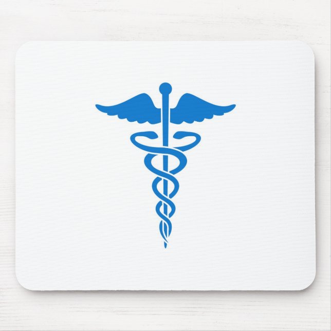 Blue Caduceus Mouse Mat (Front)