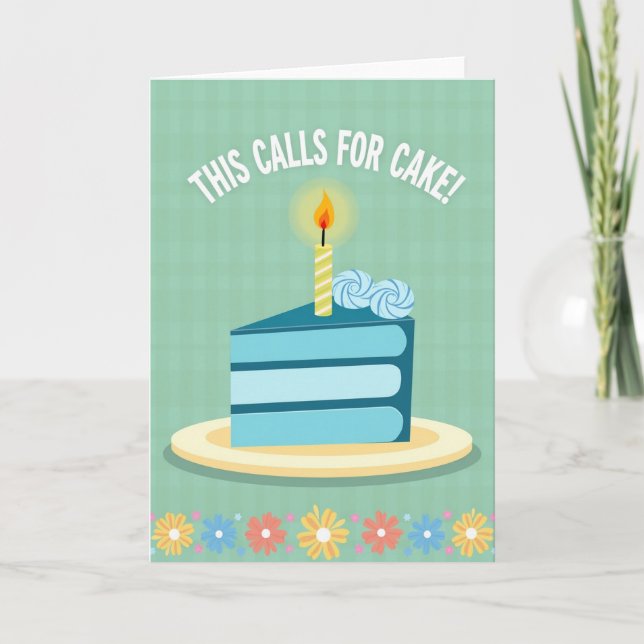 Blue Cake Celebration Card (Front)
